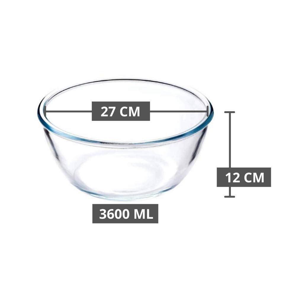 Borosilicate All-Purpose Mixing Bowls | Mixed Size Combo- Set of 4 (400 ml, 1L, 2.1L, 3.6L)