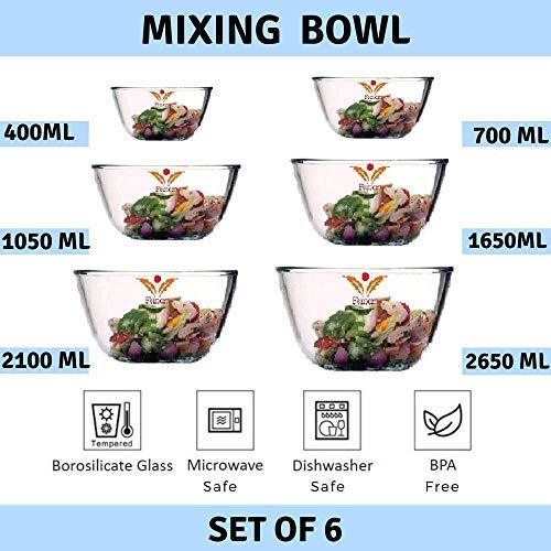 Microwave Safe Mixing Bowls | Set of 6 in Mixed Sizes
