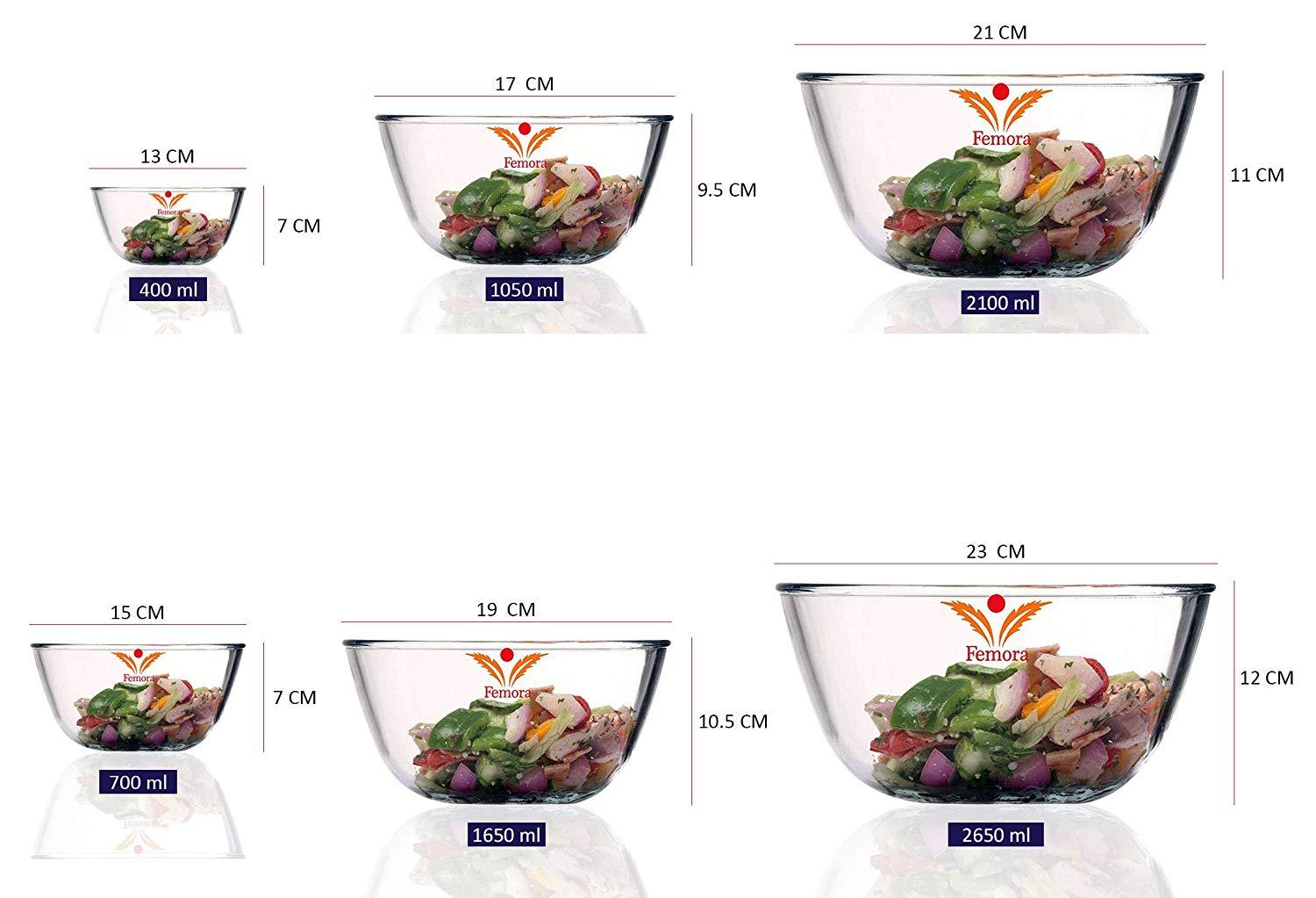 Microwave Safe Mixing Bowls | Set of 6 in Mixed Sizes