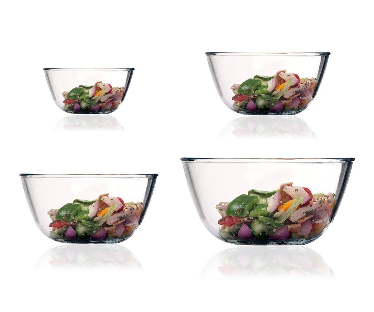 Round Glass Mixing Bowl | 400 ml, 700 ml, 1L & 1.6L | Set of 4
