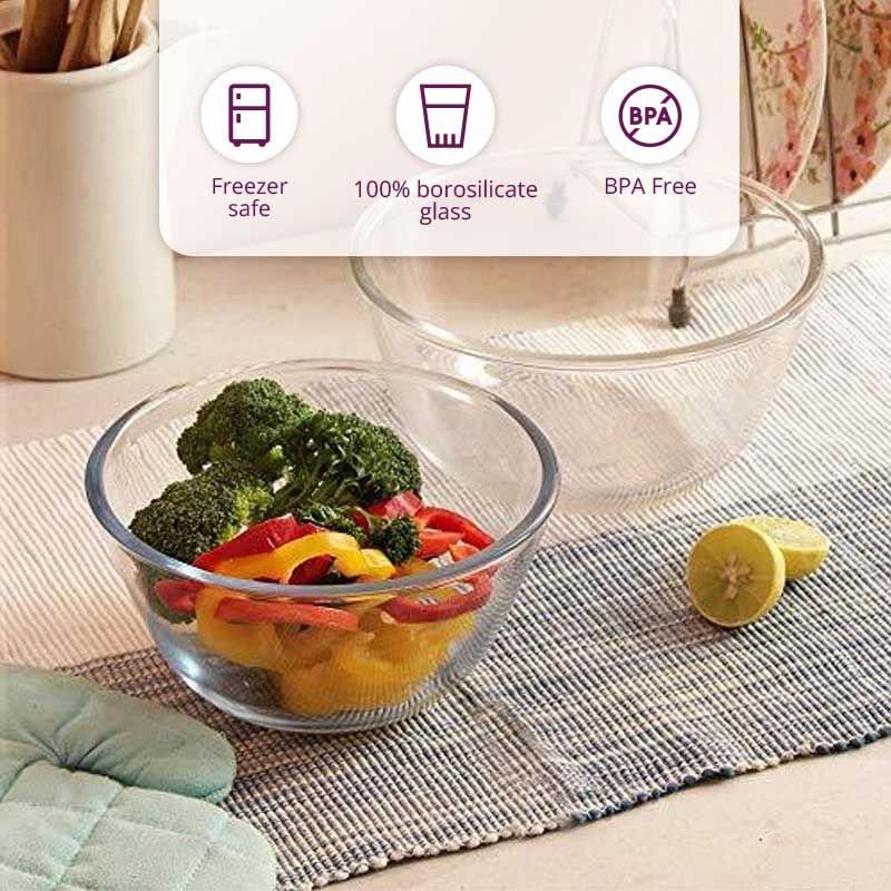 Round Glass Mixing Bowl | 400 ml, 700 ml, 1L & 1.6L | Set of 4