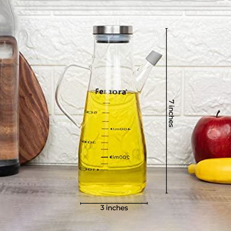Borosilicate Glass Oil Bottle with Handle | 650 ml