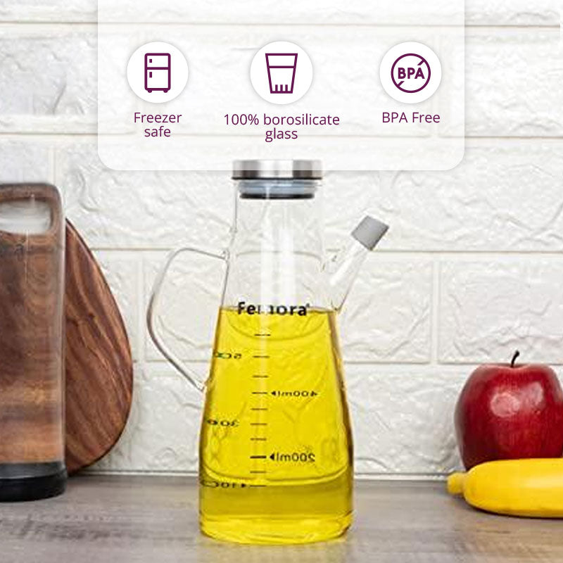 Borosilicate Glass Oil Bottle with Handle | 650 ml
