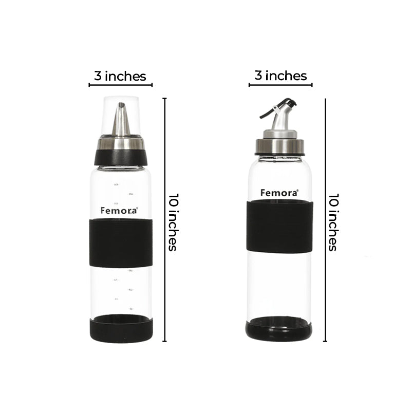 Borosilicate Glass Oil Dispenser | 500 ml | Set of 2