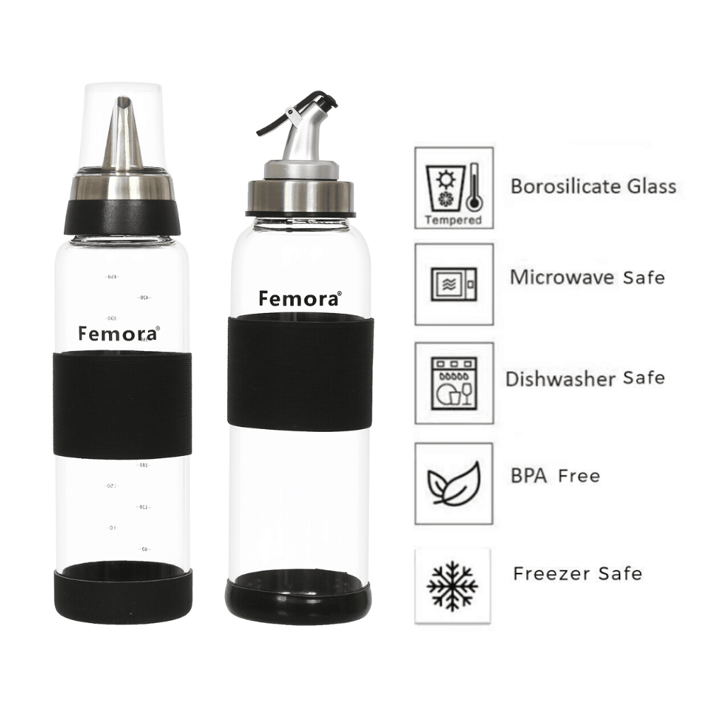 Borosilicate Glass Oil Dispenser | 500 ml | Set of 2