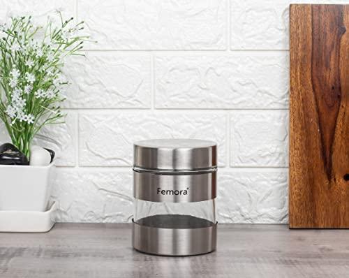 Metallic Clear Glass Kitchen Storage Jar | 700 ml