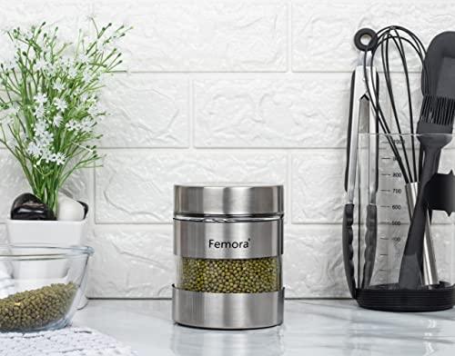 Metallic Clear Glass Kitchen Storage Jar | 700 ml