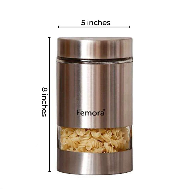 Metallic Clear Glass Kitchen Storage Jar | 1L