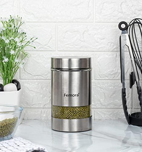 Metallic Clear Glass Kitchen Storage Jar | 1L