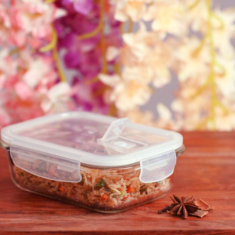 Borosilicate Glass Rectangle Food Storage Container with Air Vent Lid | 400 ml | Set of 2