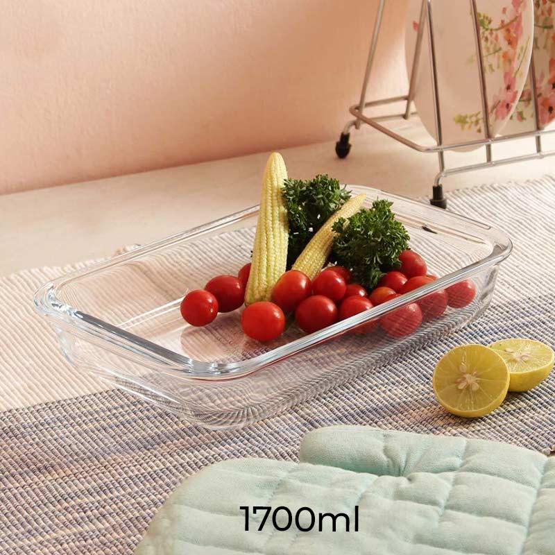 Borosilicate Glass Rectangular & Square Dish | 1.6L & 1.7L | Set of 2