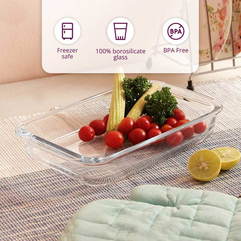 Borosilicate Glass Rectangular & Square Dish | 1.6L & 1.7L | Set of 2