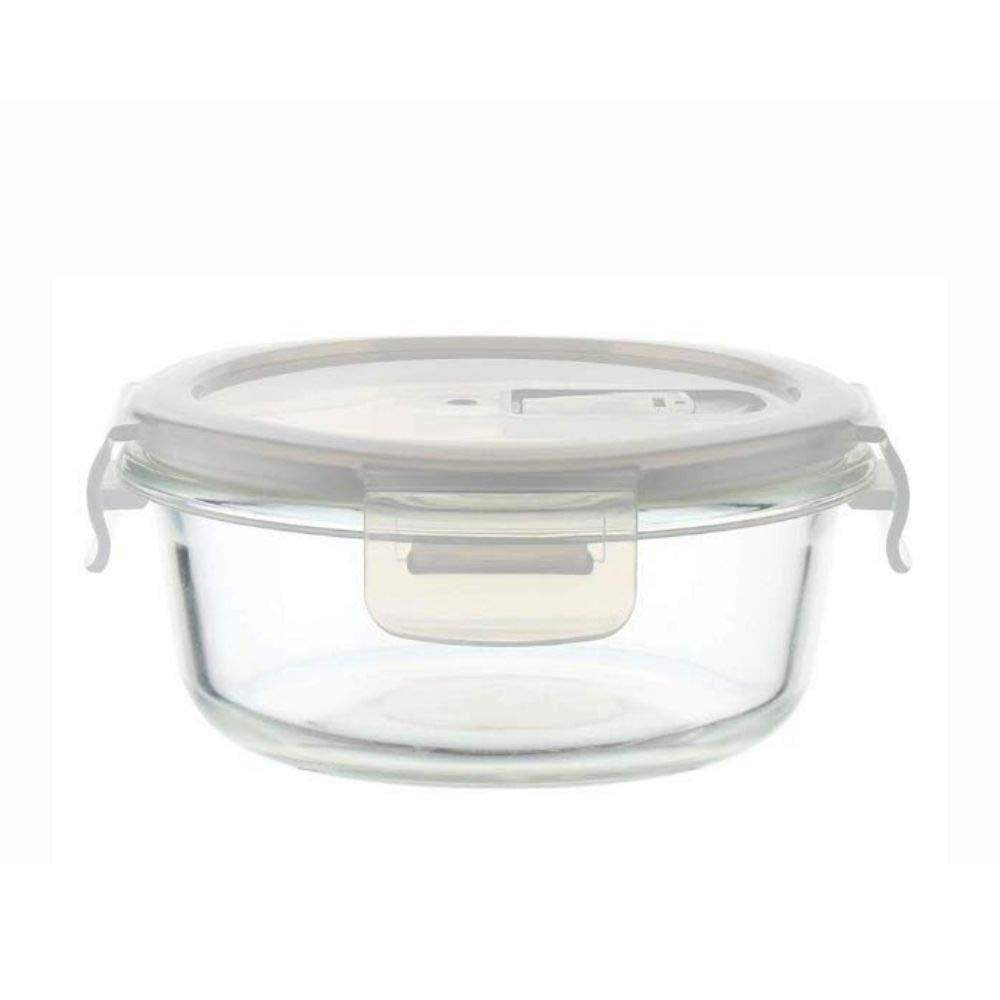Borosilicate Glass Round Food Storage Container with Air Vent Lid | 380 ml | Single