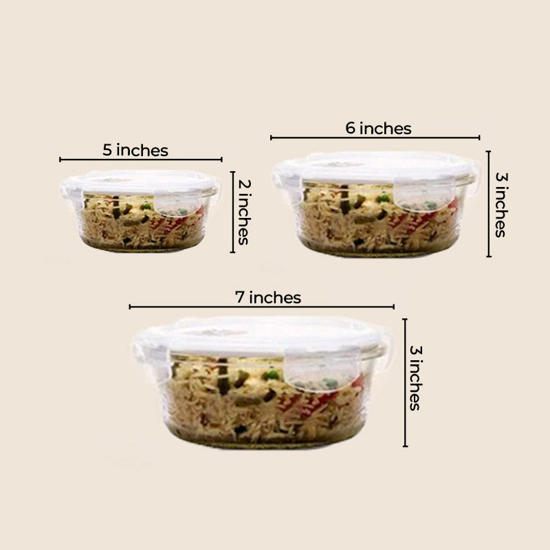 Borosilicate Food Storage Container with Air Vent Lid | Mixed Size Combo | Set of 3