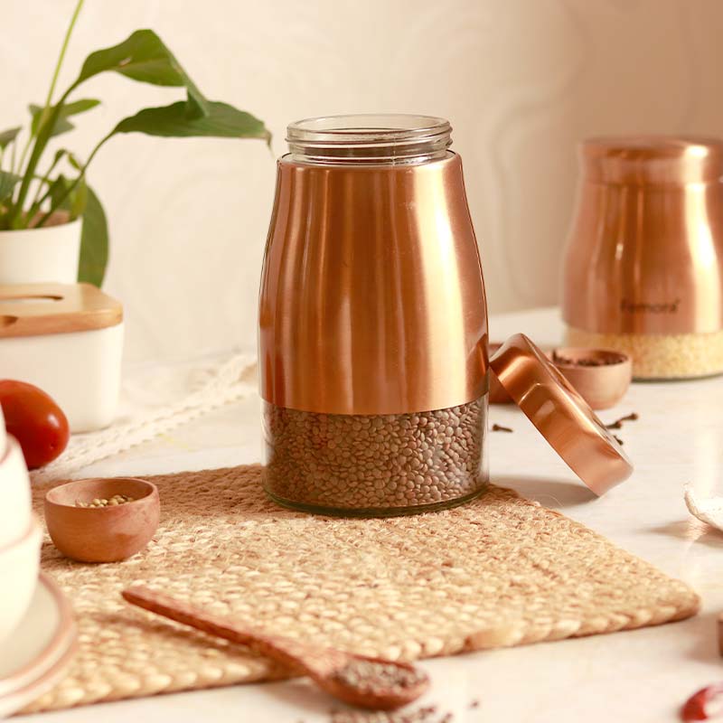 Clear Glass Rose Gold Storage Jar | 900ml, 1.3L & 1.7L