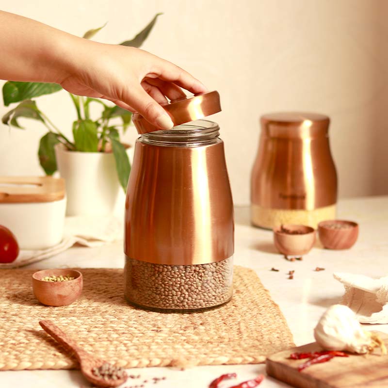Clear Glass Rose Gold Storage Jar | 900ml, 1.3L & 1.7L
