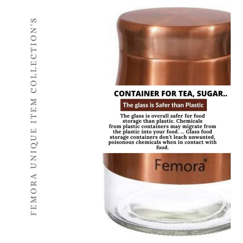 Clear Glass Rose Gold Storage Jar | Set of 6 | Multiple Sizes