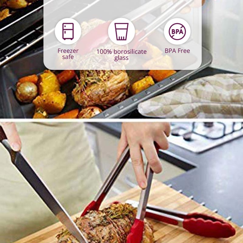 Red Silicone Food Tongs with Grip Handle | 12 inch | Set of 2