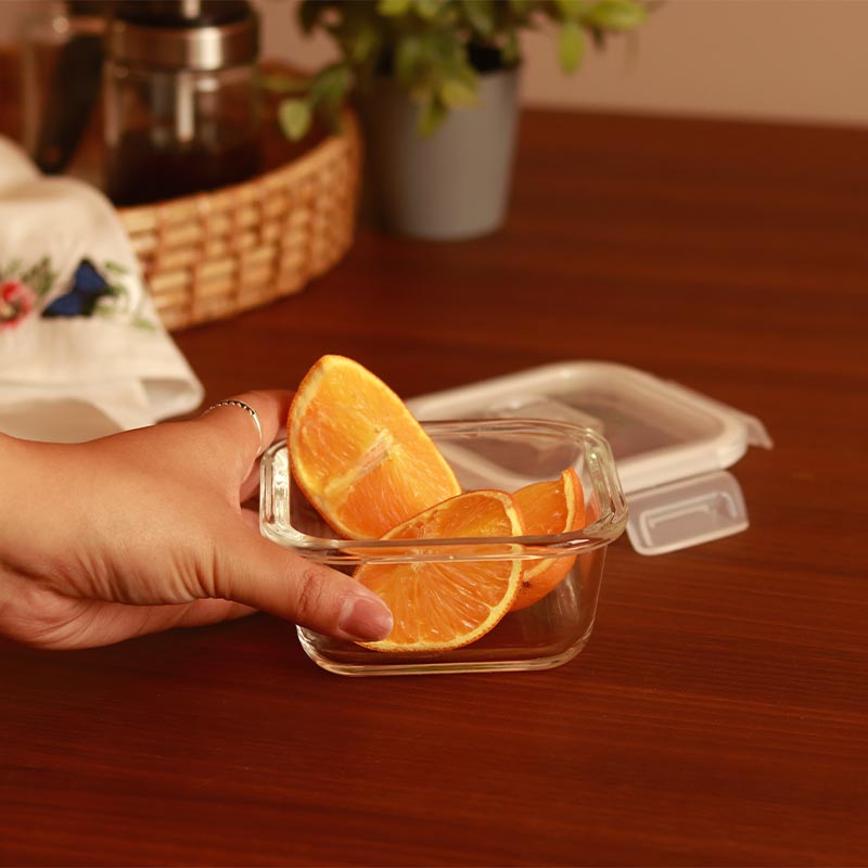 Borosilicate Glass Square Food Storage Container with Air Vent Lid | 300ml, 500 ml, 800ml