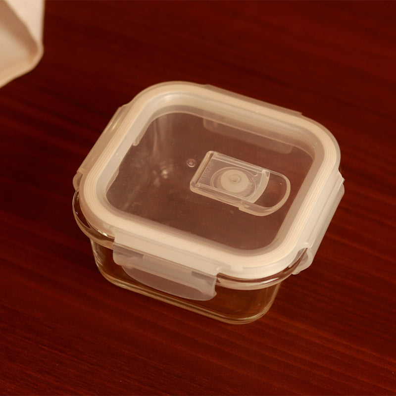 Borosilicate Glass Square Food Storage Container with Air Vent Lid | 300 ml