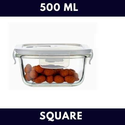 Borosilicate Glass Square Food Storage Container with Air Vent Lid | 300ml, 500 ml, 800ml