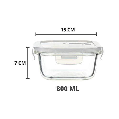 Borosilicate Glass Square Food Storage Container with Air Vent Lid | 300ml, 500 ml, 800ml