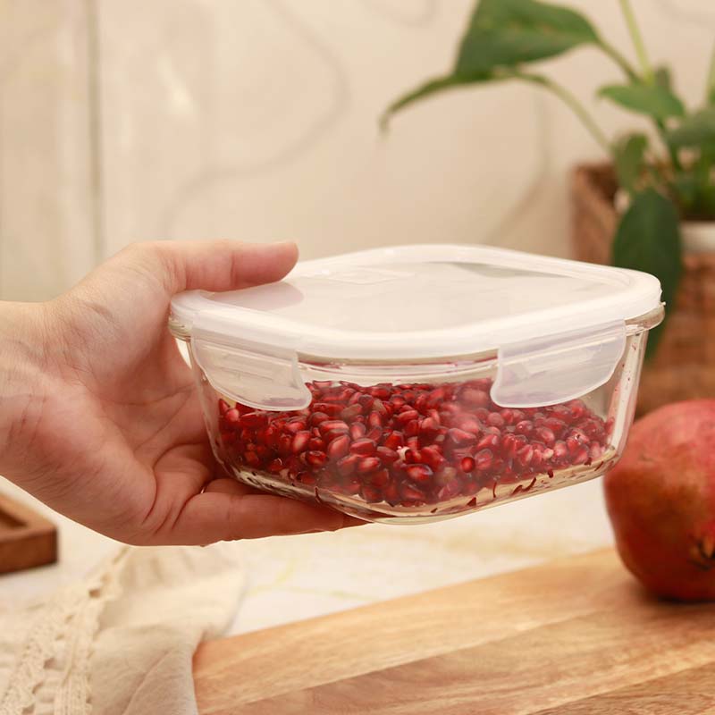 Borosilicate Glass Square Food Storage Container with Air Vent Lid | 300ml, 500 ml, 800ml