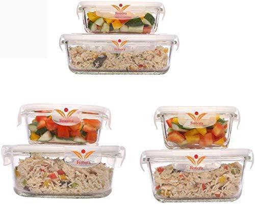 Glass Food Storage Container with Air Vent Lid- Square | Mixed Size Combo | Set of 6