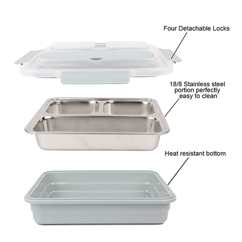 High Stainless Steel Lunch Box | 3 Compartments