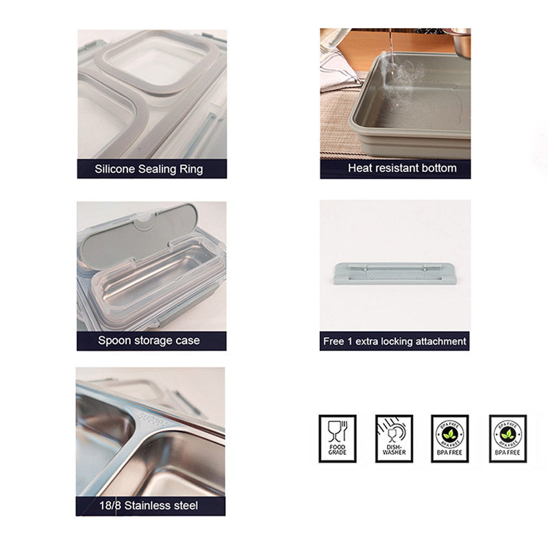 High Stainless Steel Lunch Box | 3 Compartments