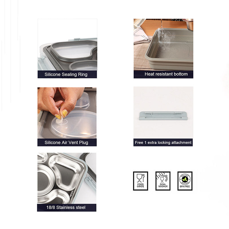 High Stainless Steel Lunch Box | 4 Compartments