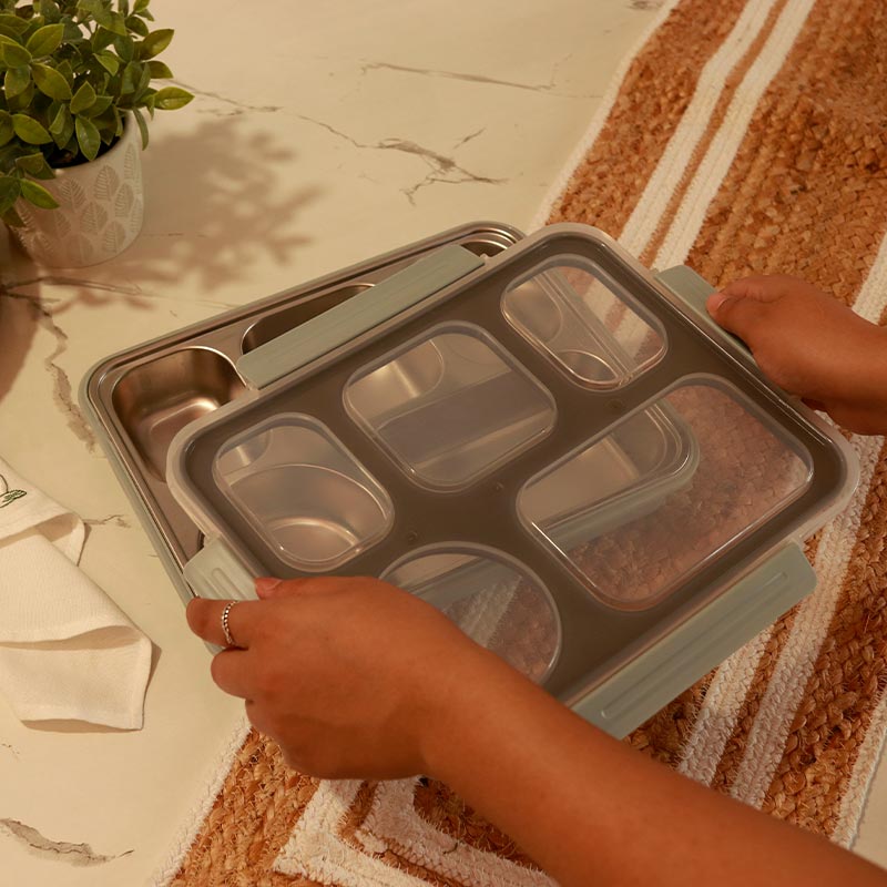 High Steel Rectangle Lunch Box | 5 Compartments