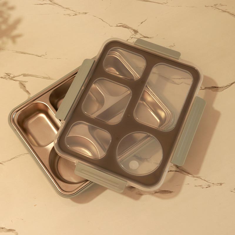 High Steel Rectangle Lunch Box | 5 Compartments
