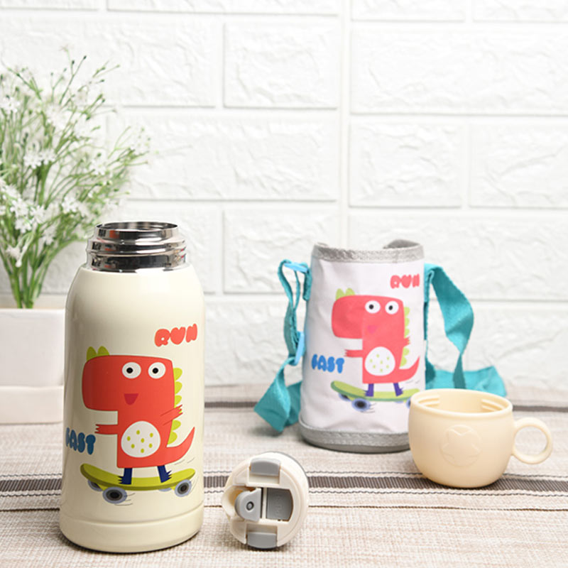 Kids Thermos Flask Vacuum Insulated Steel Hot & Cold Water Bottle With Bag | 550ML