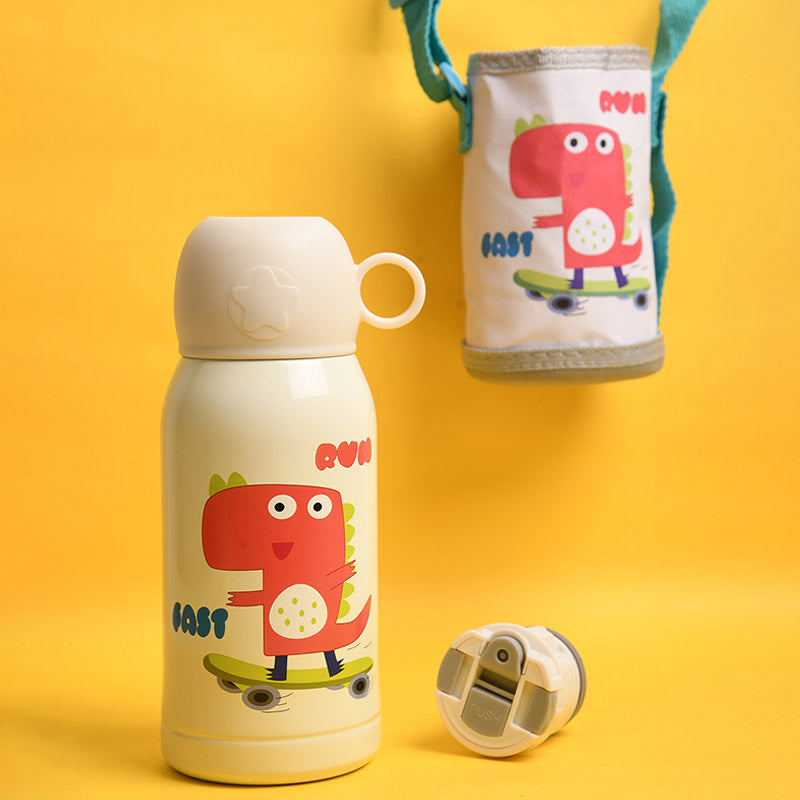 Kids Thermos Flask Vacuum Insulated Steel Hot & Cold Water Bottle With Bag | 550ML