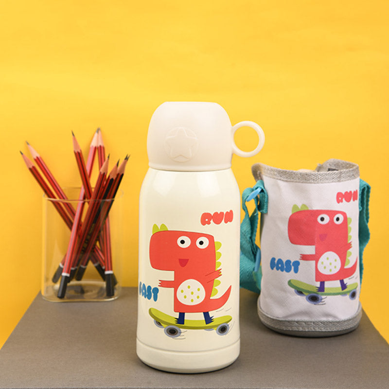 Kids Thermos Flask Vacuum Insulated Steel Hot & Cold Water Bottle With Bag | 550ML