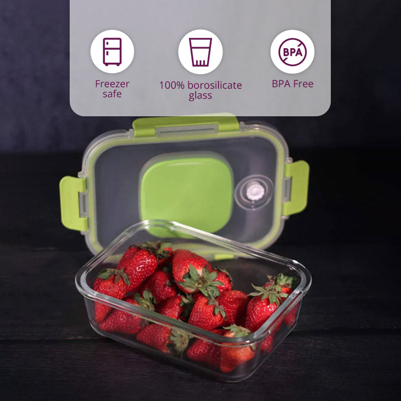 Borosilicate Glass Rectangle Container with Vacuum Pump Lid | 1L