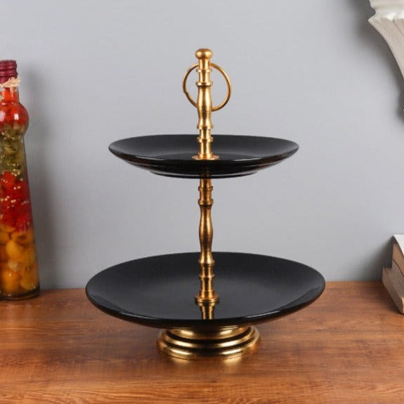 Black Ceramic Double Layer Platter