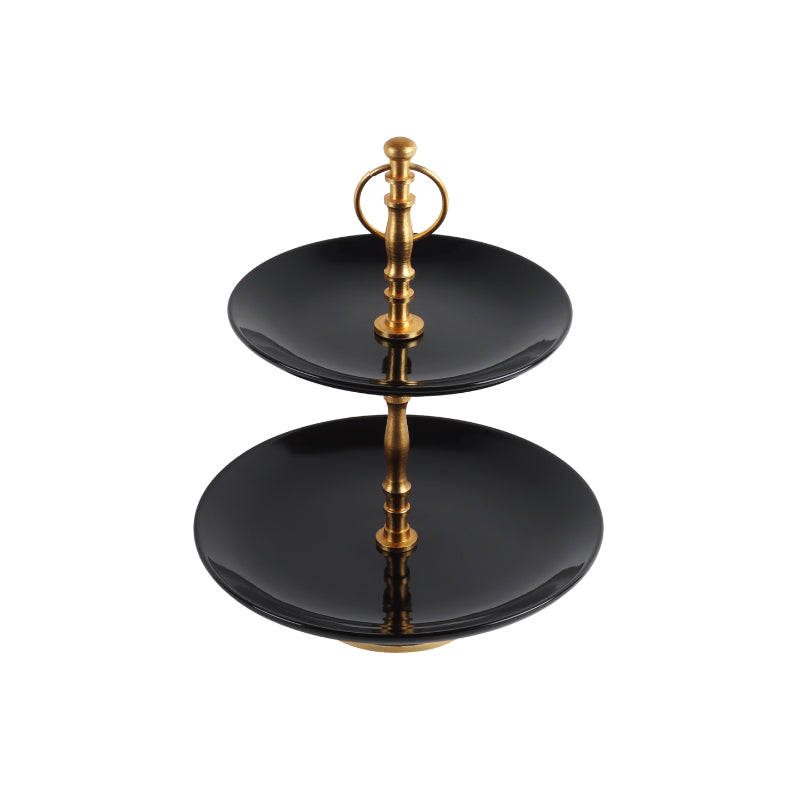 Black Ceramic Double Layer Platter