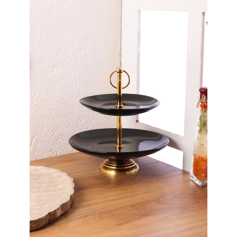 Black Ceramic Double Layer Platter