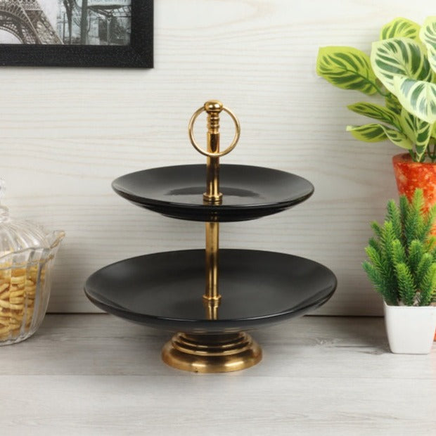 Black Ceramic Double Layer Platter