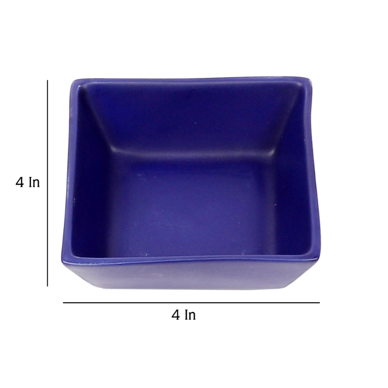 Blue Square Ceramic Snacks Bowl | Set of 3