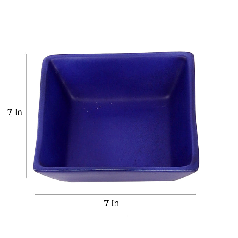 Blue Square Ceramic Snacks Bowl | Set of 3