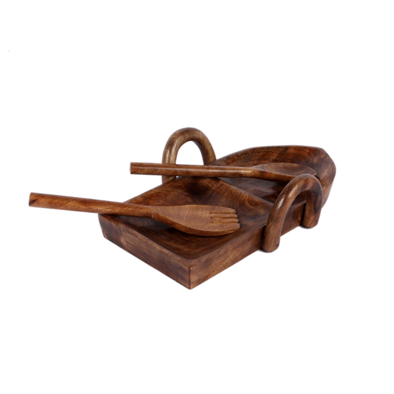 Boat Shape Mangowood Snacks Platter | Set of 9