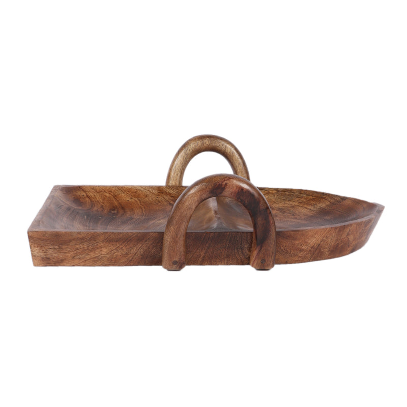 Boat Shape Mangowood Snacks Platter | Set of 9