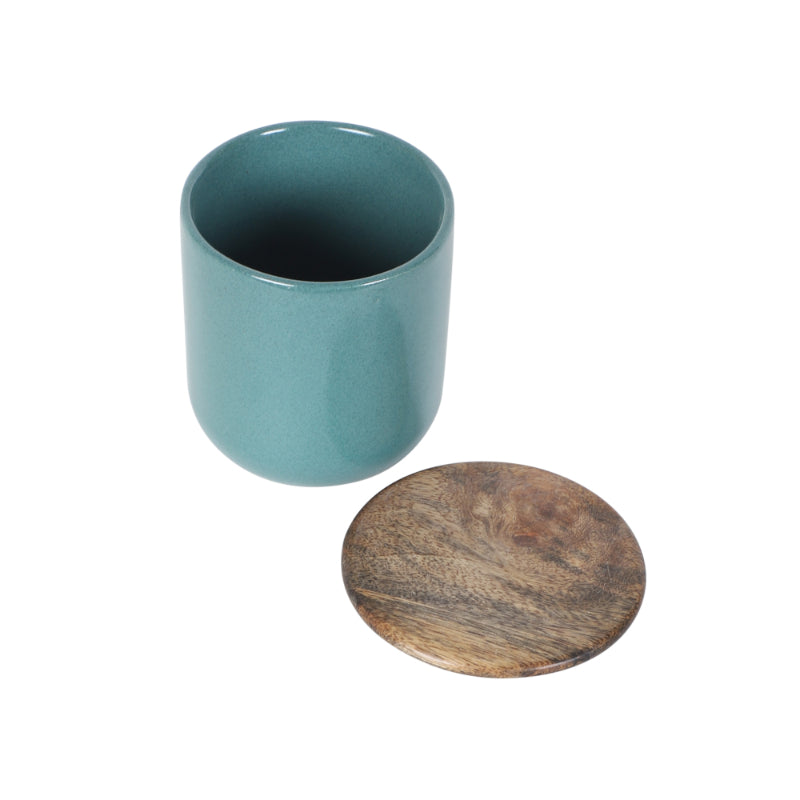 Ceramic Jars with Wooden Lid | Set of 4