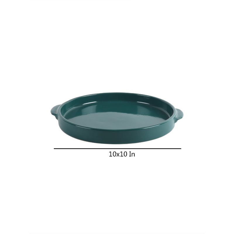 Green Ceramic Bakeware Dish with Handle