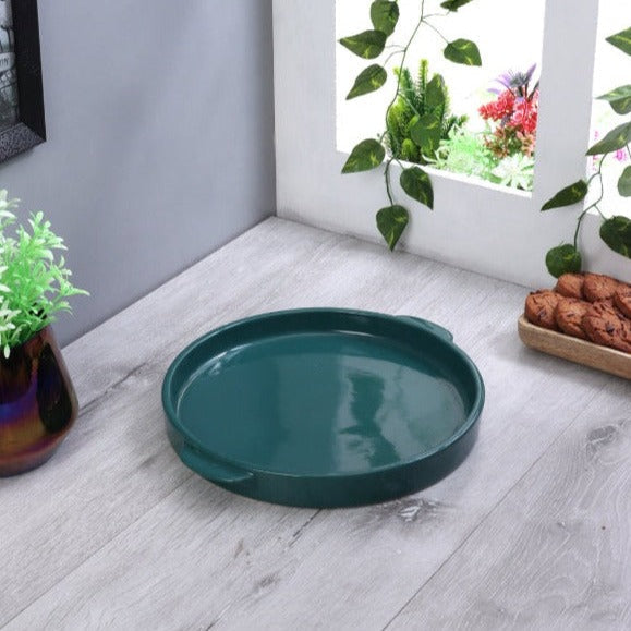 Green Ceramic Bakeware Dish with Handle