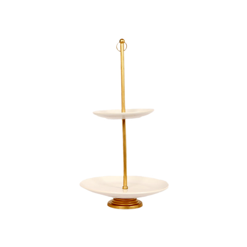 White & Gold Double Layer Detachable Ceramic Platter