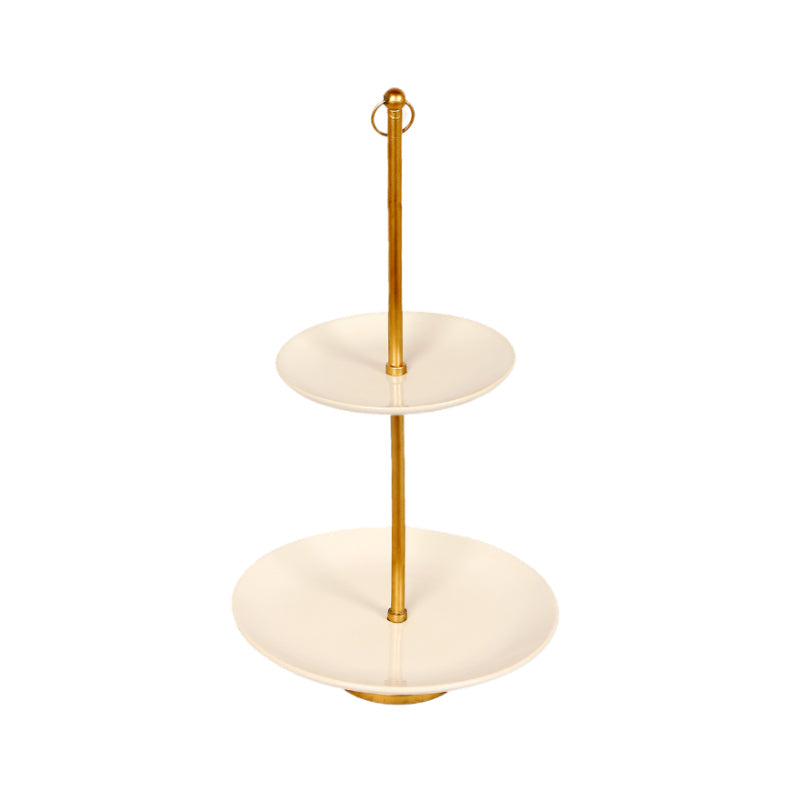 White & Gold Double Layer Detachable Ceramic Platter